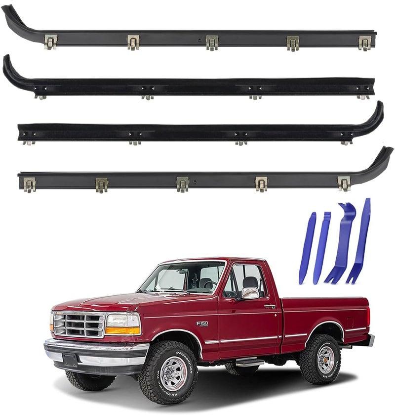 ItranMc Window Molding Sweep Felt Trim Seal for 1987-1997 Ford F150 F250 F350 Bronco,Front Inner & Outer Door Weatherstrip Window Seal Belt,Replace#E7TZ1521452A E7TZ1521453A F2TZ1521456A F2TZ1521457A - Image 1